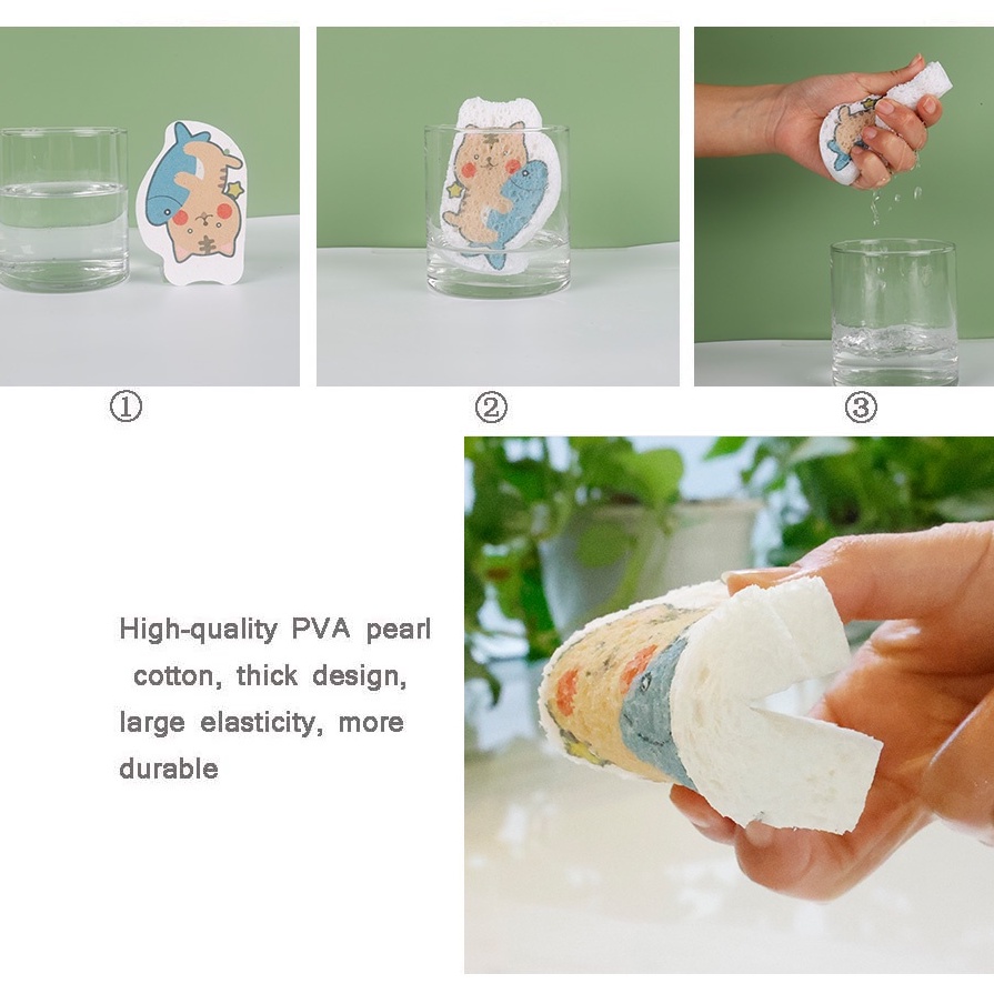 Miếng Bọt Biển Rửa Chén, Mút Xốp Rửa Bát Hoạt Hình Dễ Thương