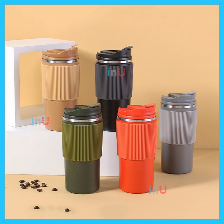 HCM - Ly giữ nhiệt uống cà phê cao cấp có silicon chống trượt 450ml
