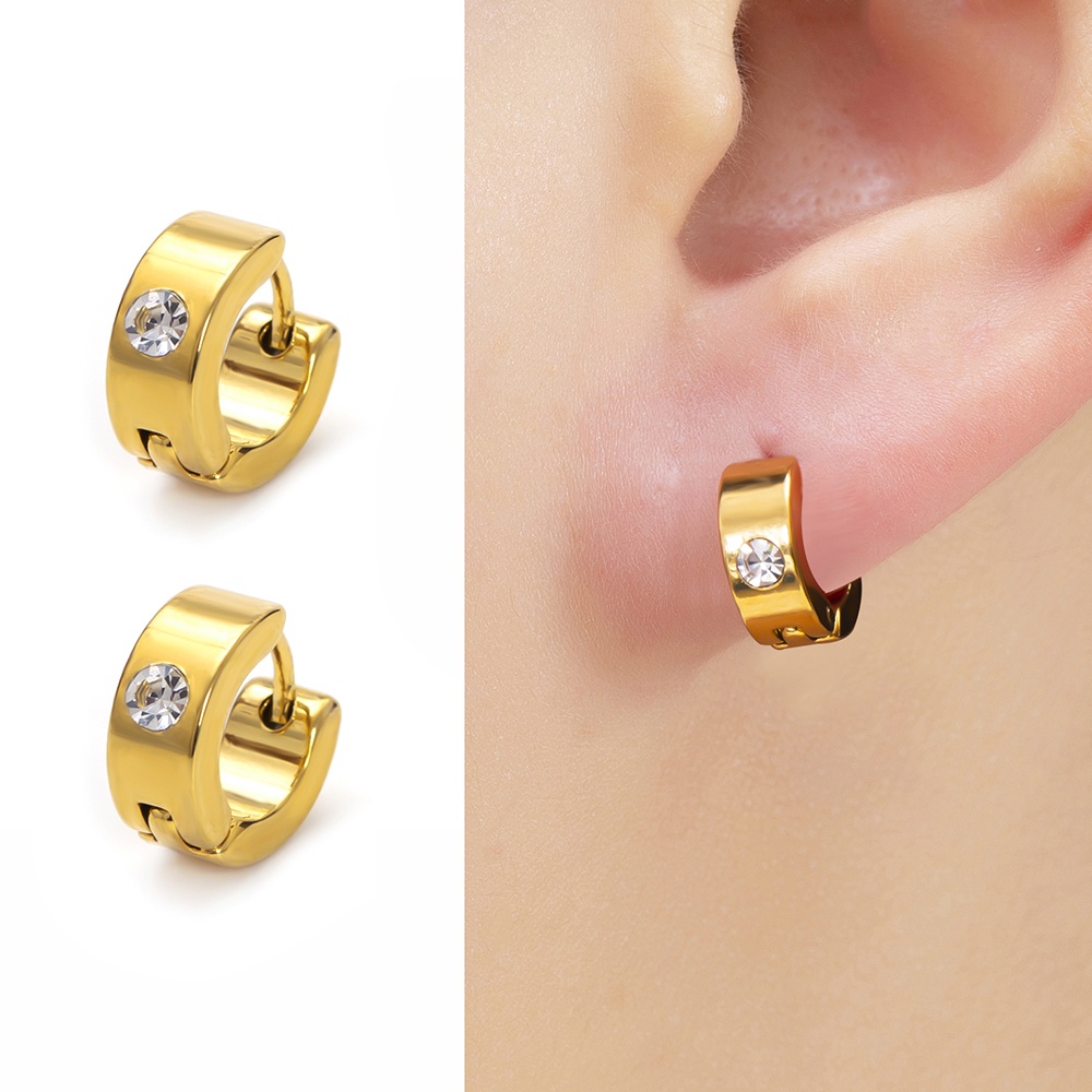 Khuyên Tai Tròn Nhỏ Bằng Thép Không Gỉ Mạ Vàng/Bạc Dễ Thương Cho Nữ