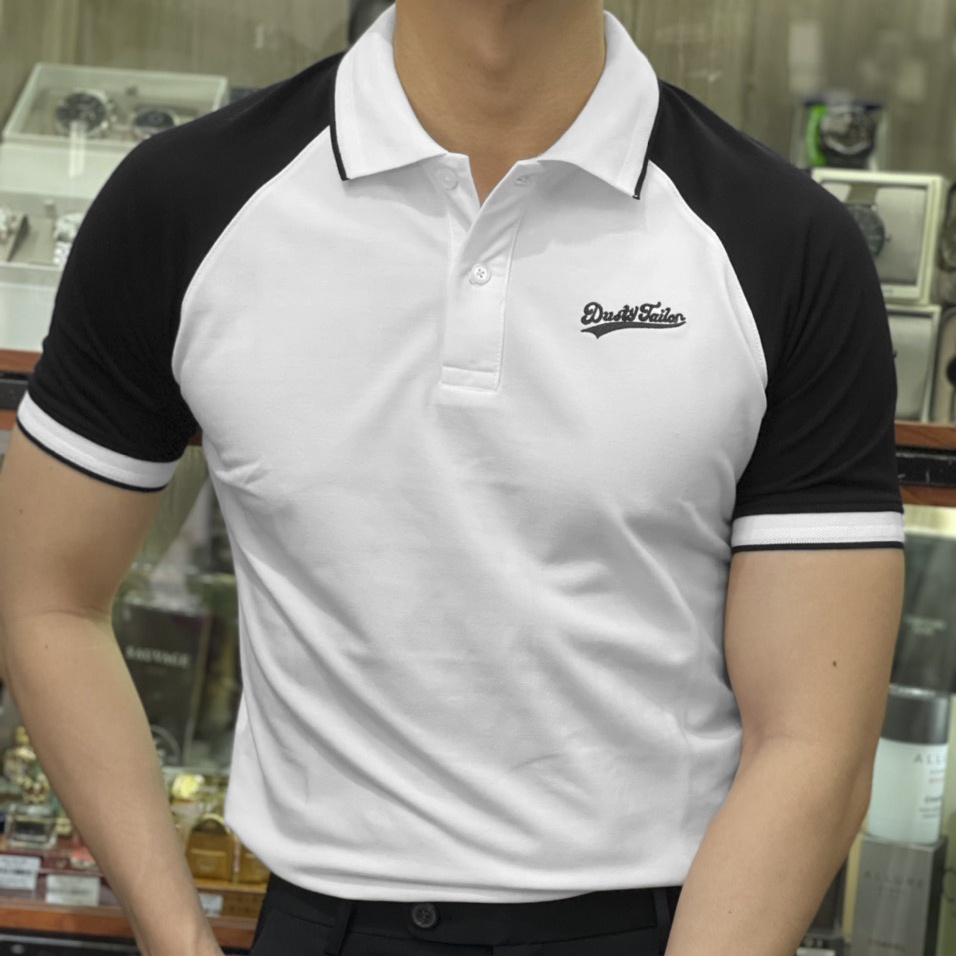 Áo thun polo nam Dusty Tailor phối raglan, áo phông nam 2 màu basic, bo dệt sang trọng tinh tế, vải cotton thun co giãn