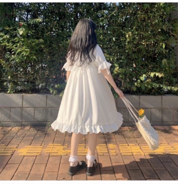 Váy / Đầm Ulzzang Trắng Cổ Nấm Babydoll - Kèm Video Thật ✨váy đầm công chúa,dự tiệc, tiểu thư, nàng thơ