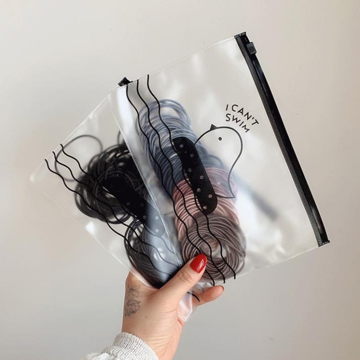 Túi 100 Chun Buộc Tóc Nhiều Màu - 100 Thun Cột Tóc Trơn Kèm Túi Đựng Khóa Zip