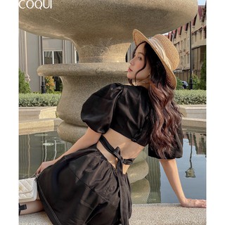 [COQUI] Đầm Anna đen tay phồng hở lưng