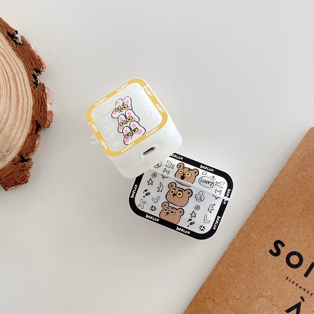 Vỏ Bảo Vệ Hộp Sạc Tai Nghe compatible AirPods Pro compatible AirPods 2/Pro Bằng TPU Hình Vuông Họa Tiết Hoạt Hình Màu Sắc 2021