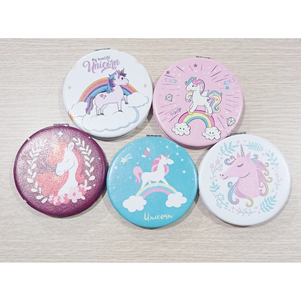 Gương 2 mặt ngựa thần unicorn gương pu GPI32 gương hoạt hình cute dễ thương thần tượng