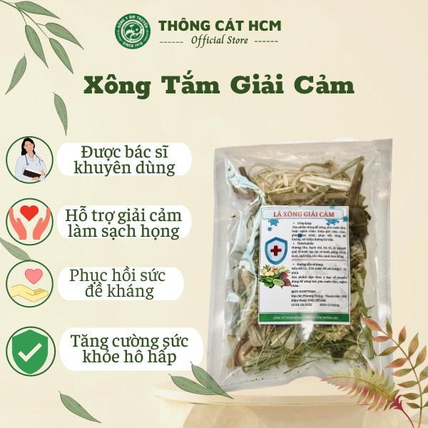 Thảo dược Xông Tắm Giải Cảm THÔNG CÁT giúp giảm đau nhức, tăng đề kháng, hết khó thở, nghẹt mũi, cải thiện đường hô hấp