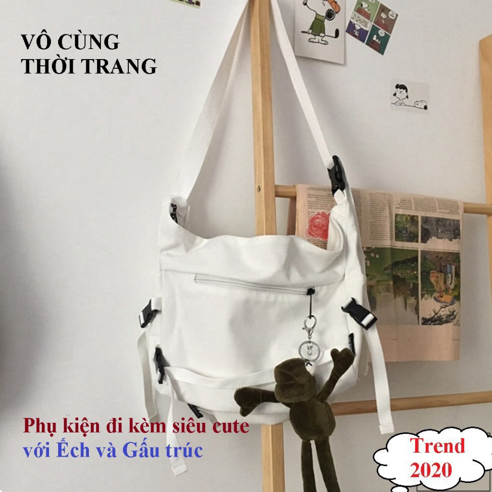 ⚡Hàng xịn⚡ Túi Đeo Chéo Canvas Cỡ Lớn Thời Trang Hàn Quốc Học Sinh Sinh Viên Đi Học , Đi Chơi(shop bán túi chéo unixex)