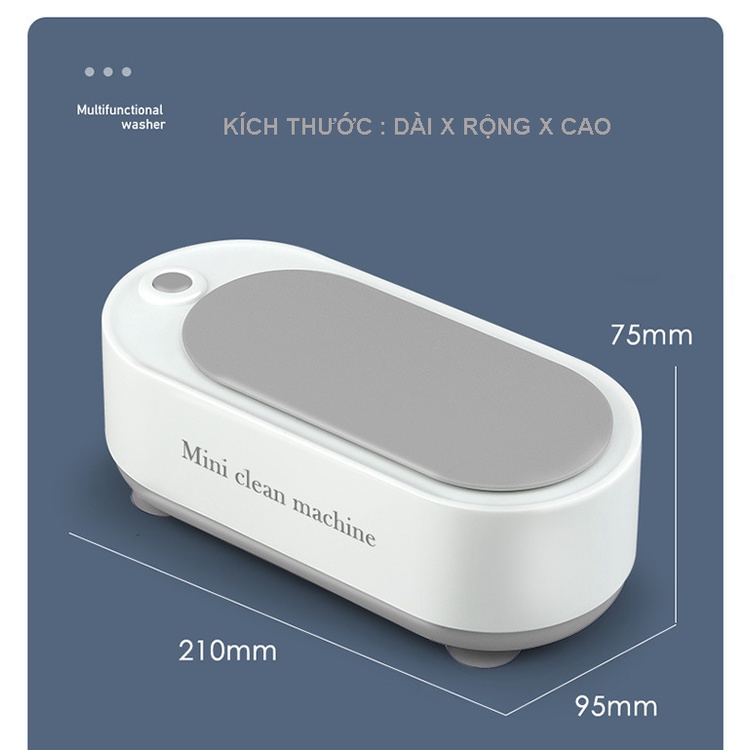 Máy rửa vệ sinh kính, đồng hồ, trang sức đa năng 3 in 1- Hộp tẩy rửa làm sạch bằng sóng siêu âm chạy pin dùng sạc