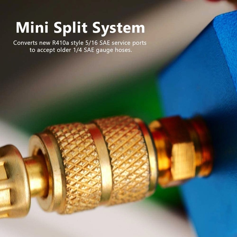 Adapter Chuyển Đổi R410A 2 Cổng Thẳng 2 Góc 5 16 inches SAE Female Sang 1 4 Inch SAE MaleF