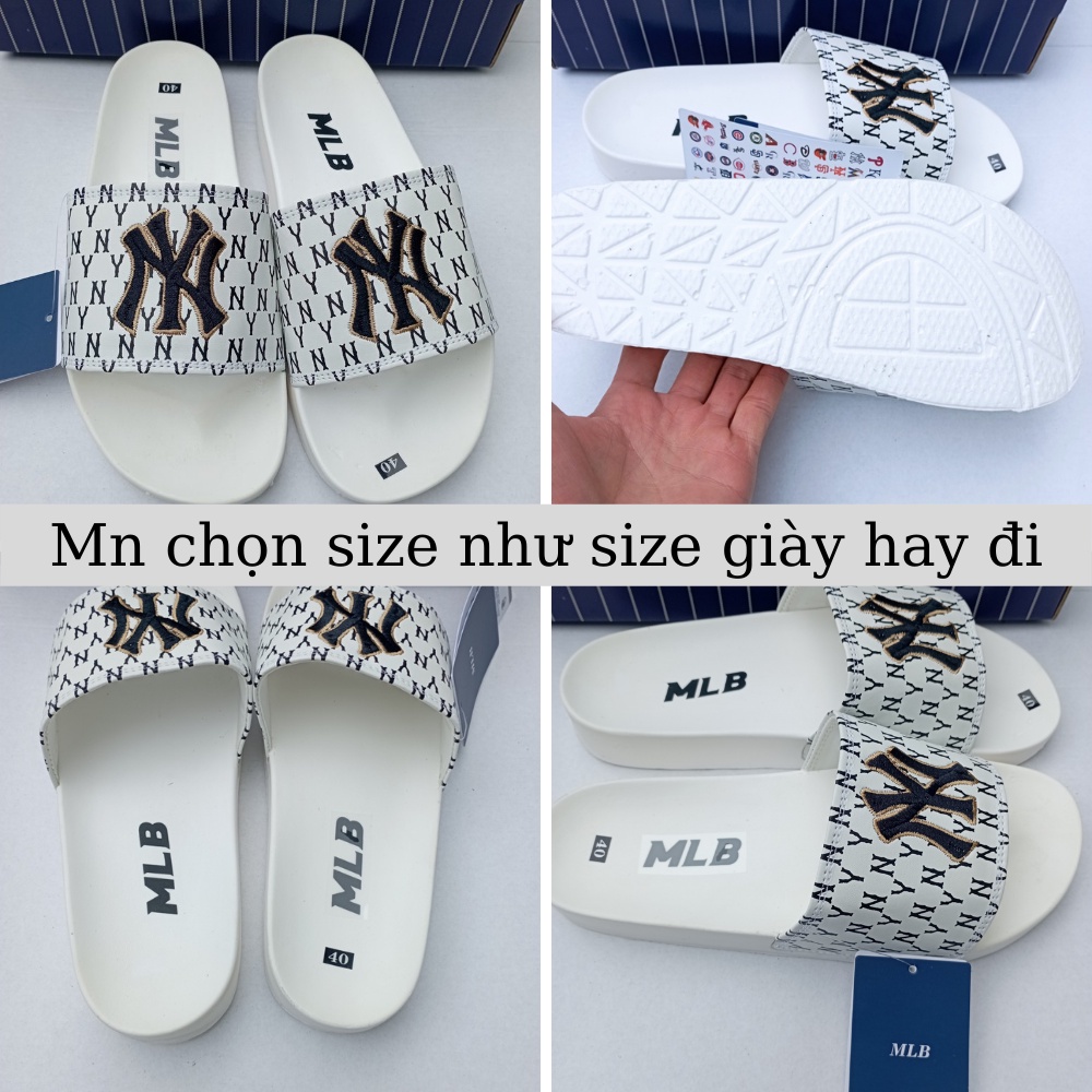 [FREESHIP + Tặng hộp] Dép Unisex 𝐌𝐋𝐁 𝗡𝗬 Nhiều Màu Chữ Thêu Nổi Êm Chân  Dép NY Quai Ngang Nam Nữ