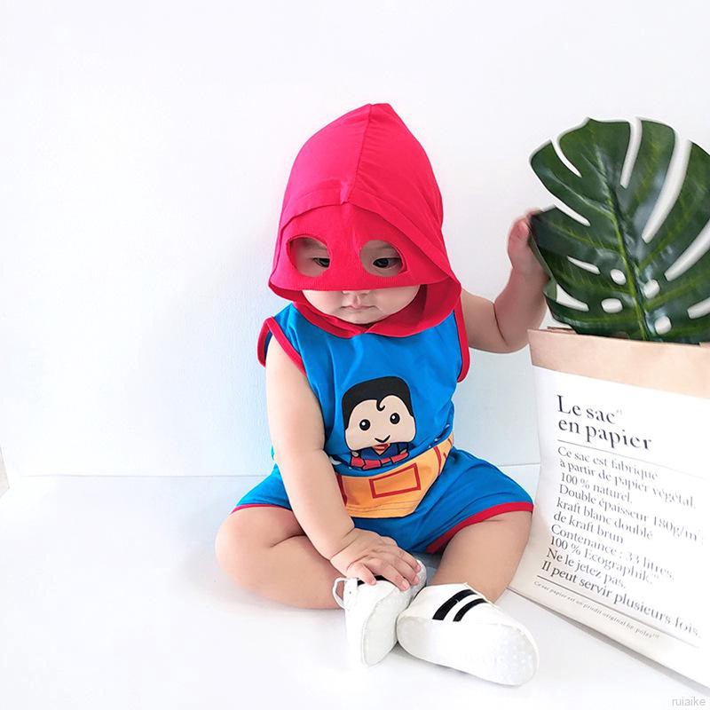 Set Áo Hoodie Sát Nách In Hình Hoạt Hình + Quần Short Cho Bé Trai