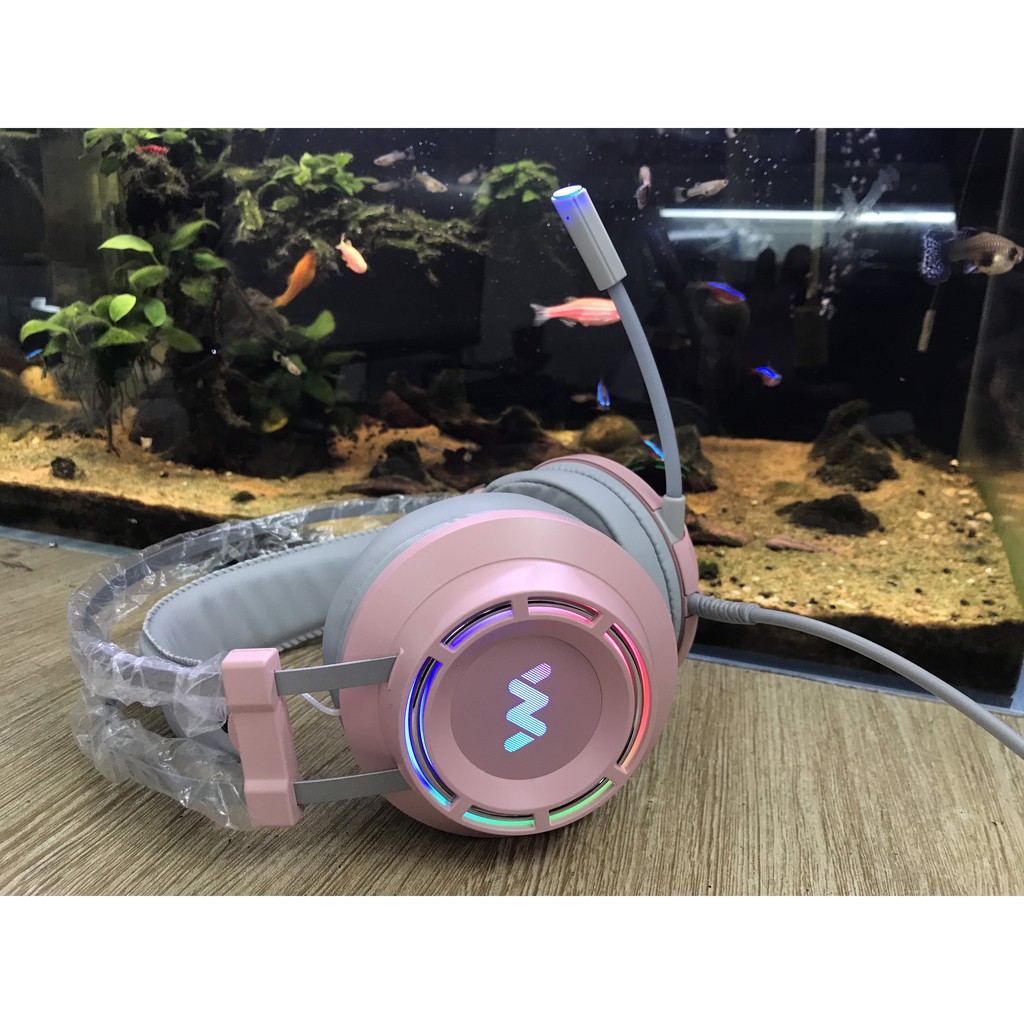 Tai Nghe Gaming Wangming 9800 Pink Âm Thanh 7.1 Jack USB - Tai Nghe Màu Hồng