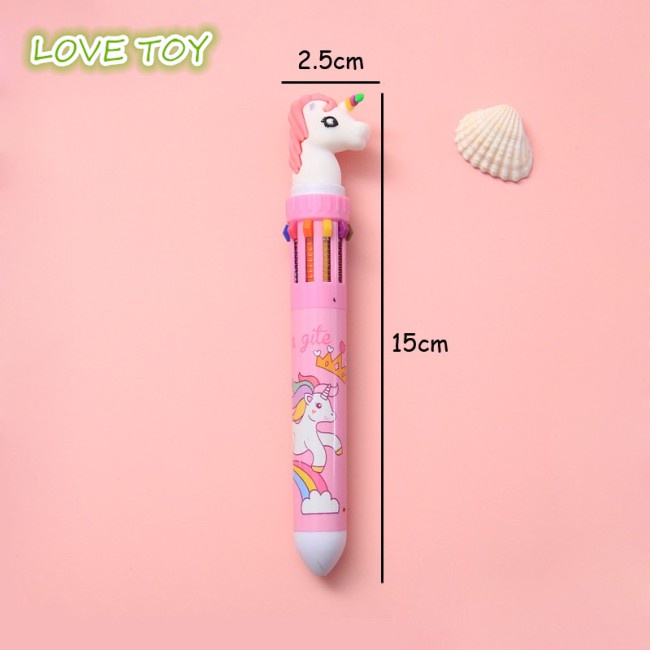 Bút Bi 10 Màu Trong 1 Có Thể Thu Gọn Hình Khủng Long Dễ Thương