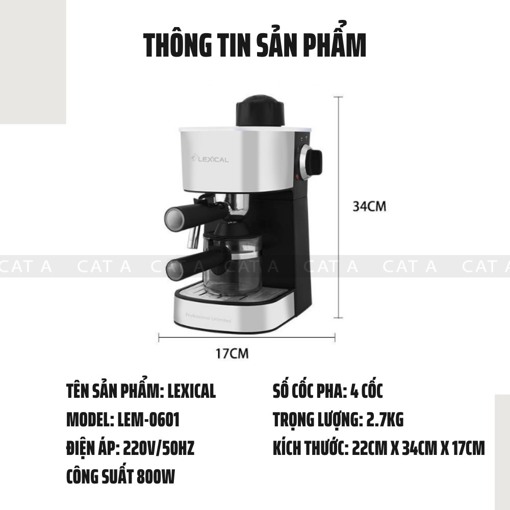 CHÍNH HÃNG - Máy pha cà phê LEXICAL automatic, bảo hành 12 tháng