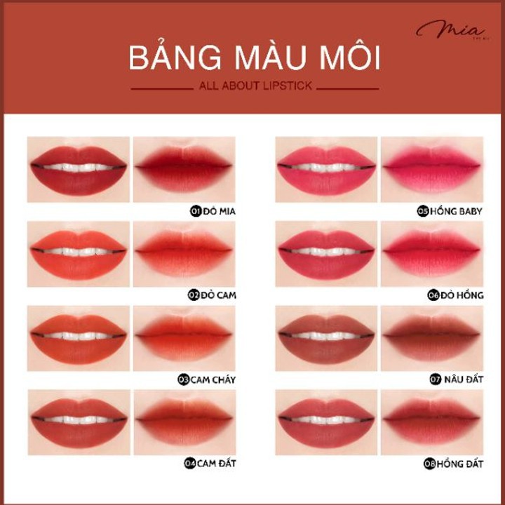 Son Kem Lì Không Chì Mia Lipstick Đỏ Cam 02 - Kèm phiếu bảo hành