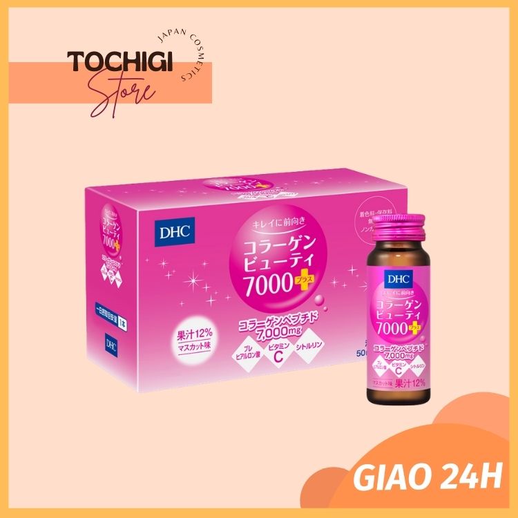 Nước uống collagen DHC Collagen Beauty 7000 Plus (nguyên hộp 10 lọ)