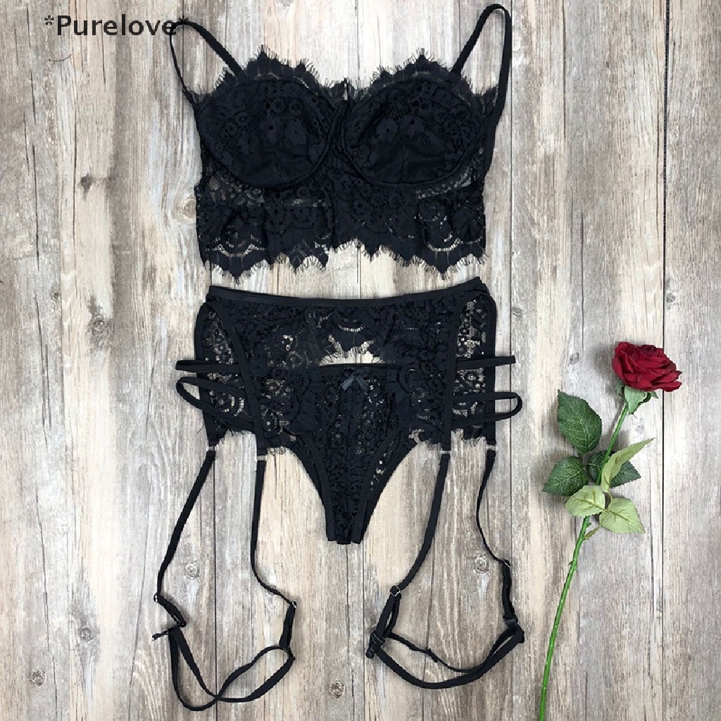 Bộ Đồ Lót 3 Món Phối Ren Quyến Rũ Dành Cho Nữ