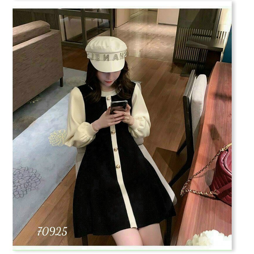 ĐẦM NỮ BABY DOLL PHỐI NÚT TIỂU THƯ XINH XẮN