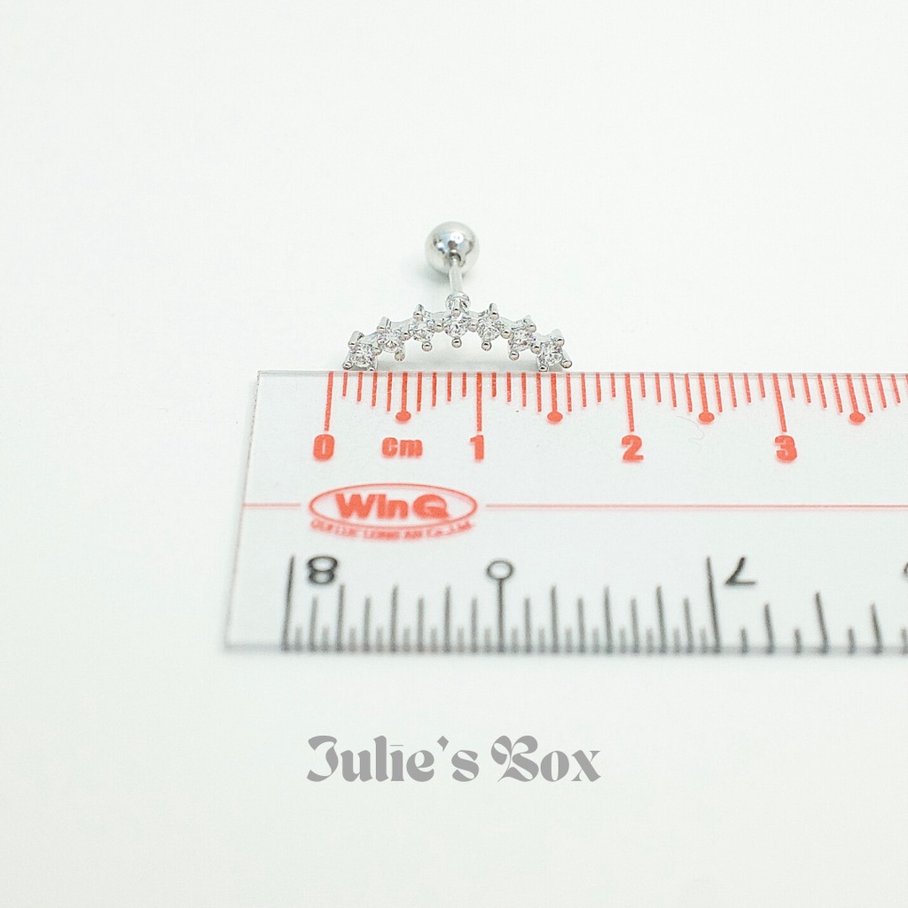 Khuyên Tai Vành 7 Đá Tai Xỏ Nam Nữ Hình Unisex Titanium Không Đen Không Ngứa Không Dị Ứng julies box