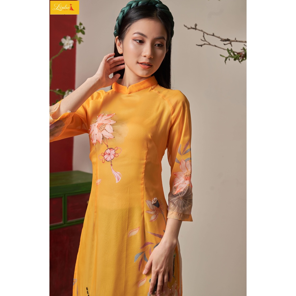 Áo dài nữ đẹp 🎀LINLEE🎀 Áo dài cách tân tơ kết nổi 4 tà đẹp hàng thiết kế cao cấp size s, m, l, xl từ 40kg tới 62 kg