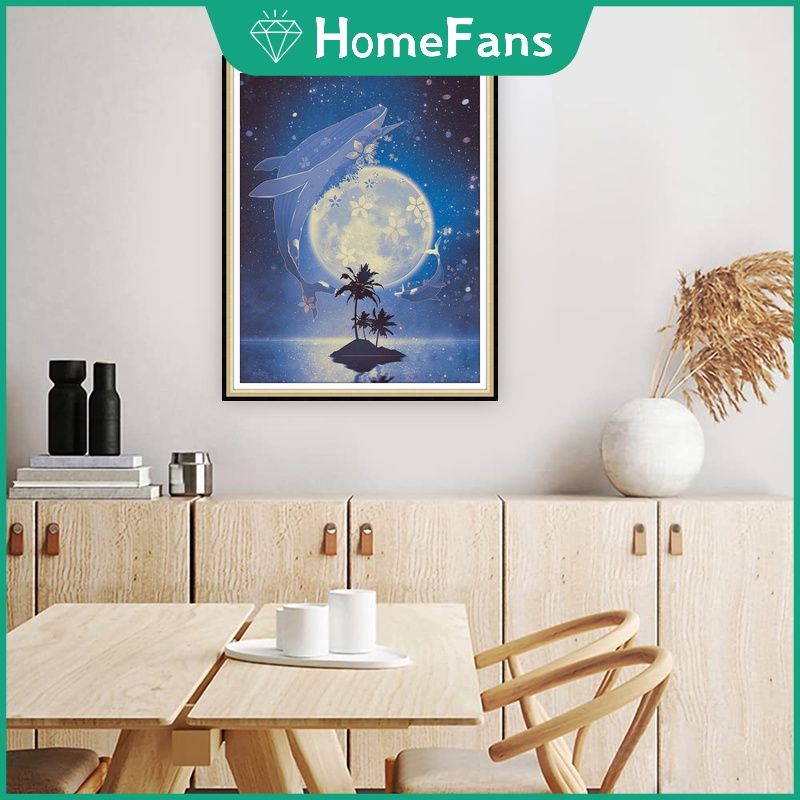 Bộ Tranh Đính Đá 5D Tự Làm Hình Phong Cảnh Và Mặt Trăng 40x50cm Trang Trí Nhà Cửa