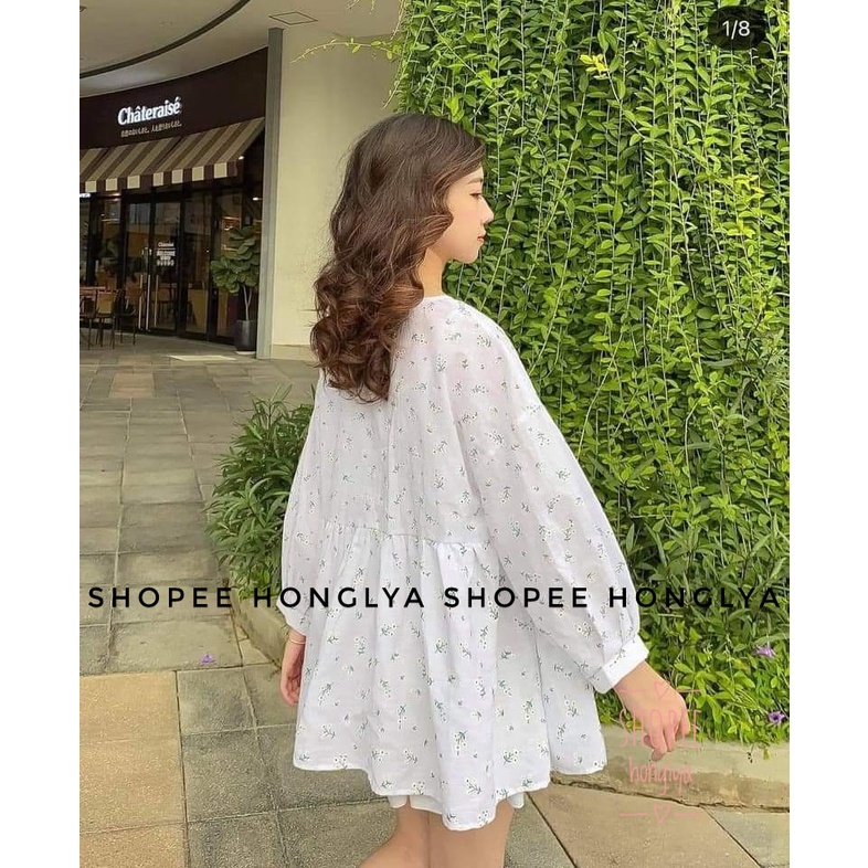 Áo babydoll hoa nổi phong cách ullzzang