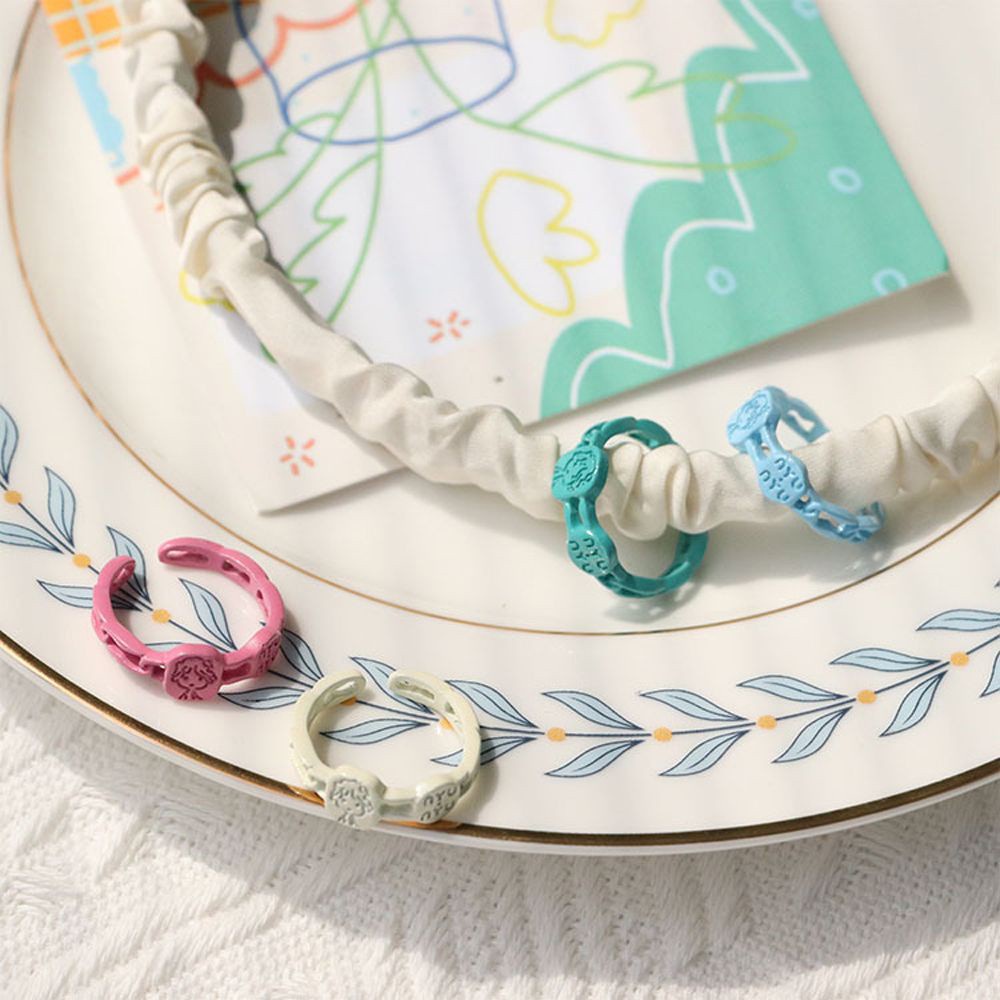 Nhẫn Hở Hình Hoa Tulip / Thái Cực Quyền / Thái Cực Quyền Bằng Hợp Kim Tráng Men Dễ Thương Phong Cách Hàn Quốc Cho Nữ