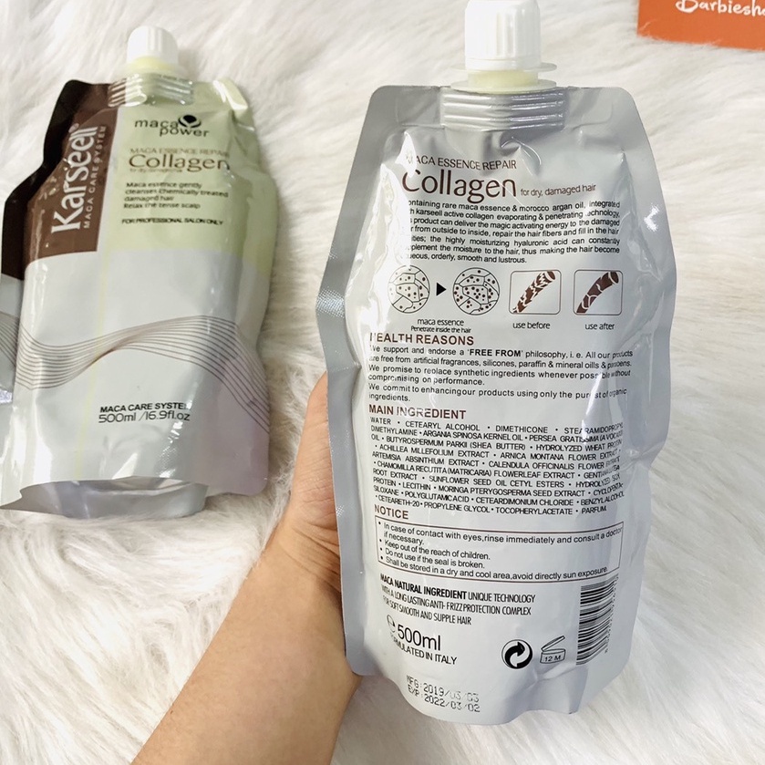 Dầu Hấp Ủ Tóc Karseell Collagen Maca Chính Hãng Dạng Túi 500ML