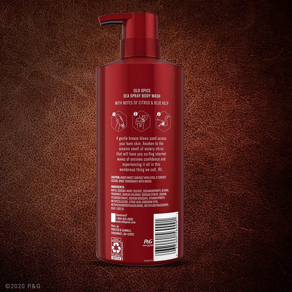 Sữa tắm nước hoa nam Old Spice lasting cologne Body Wash for Men Sea Spray 500ml (Mỹ)