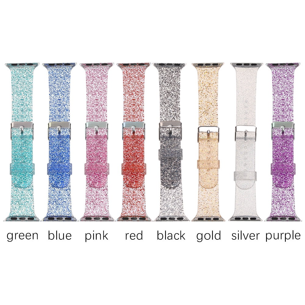 CHINK Silicone Glitter Bling Strap Watch Band for Apple Watch iWatch Series 1/2/3/4