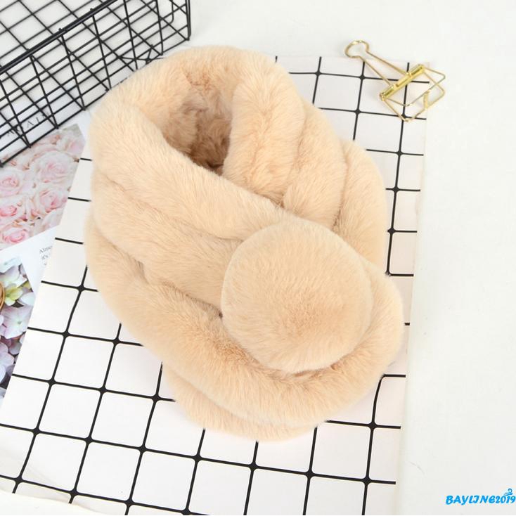 Khăn quàng cổ phối lông thỏ giữ ấm thời trang