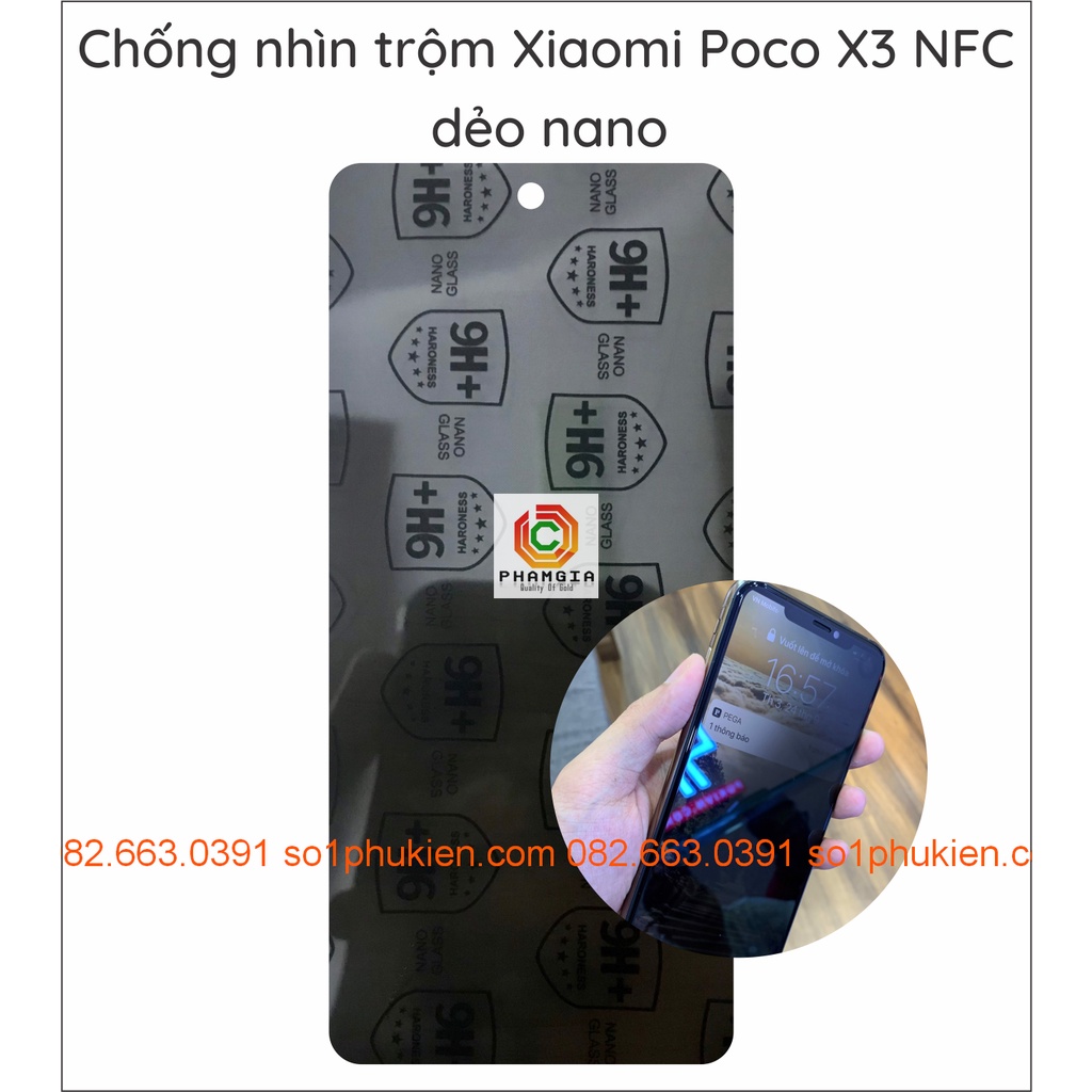 Dán cường lực chống nhìn trộm Xiaomi Poco X3 NFC dẻo siêu bền chống vỡ