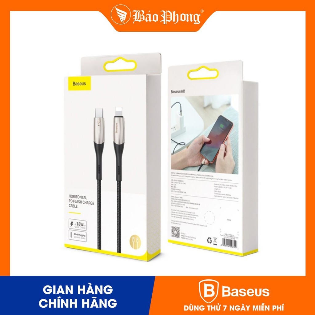 Cáp iPhone BASEUS Horizontal Data Cable  1,5A2.4A 1m/2m
