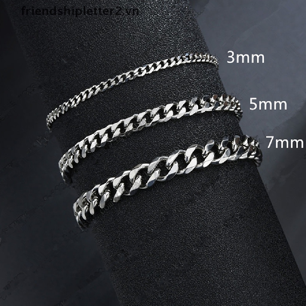 #Nóng Trong Kho# Vòng Đeo Tay Dạng Xích Bằng Thép Không Gỉ 3 / 5 / 7mm Dành Cho Nam