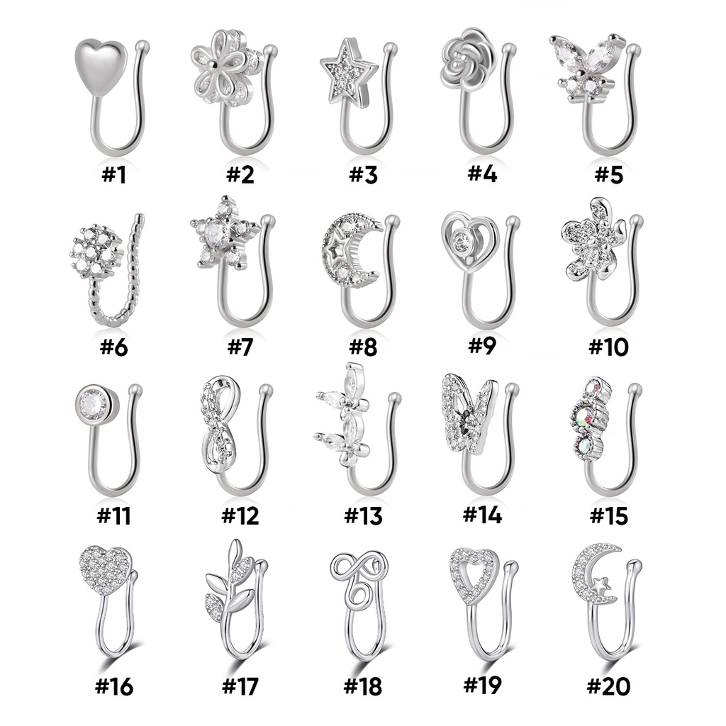 Khuyên Mũi Kẹp Nostril Khuyên Tai Kẹp Vành Đính Đá Nhân Tạo