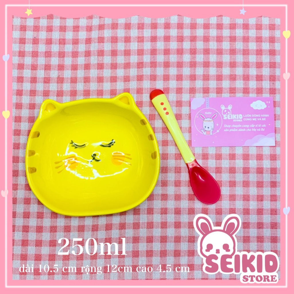 (Tặng thìa)Bát sứ ăn dặm, ăn cơm cao cấp cho bé size to hình Thỏ và Mèo dung tích 280-330ml Seikid Store