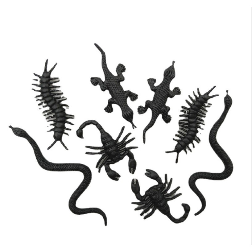 Combo 06 con côn trùng toàn màu đen (rắn, rết, thằn lằn, nhện,