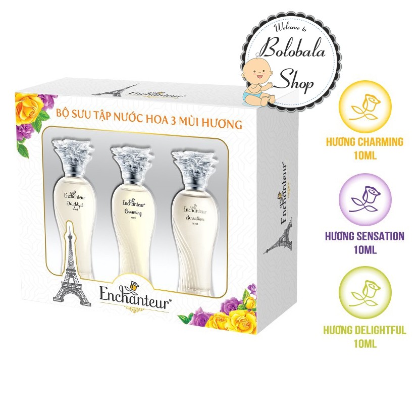 Bộ Sưu tập nước hoa 3 mùi hương Enchanteur Charming, Sensation, Delightful 10ml/ Chai | BigBuy360 - bigbuy360.vn