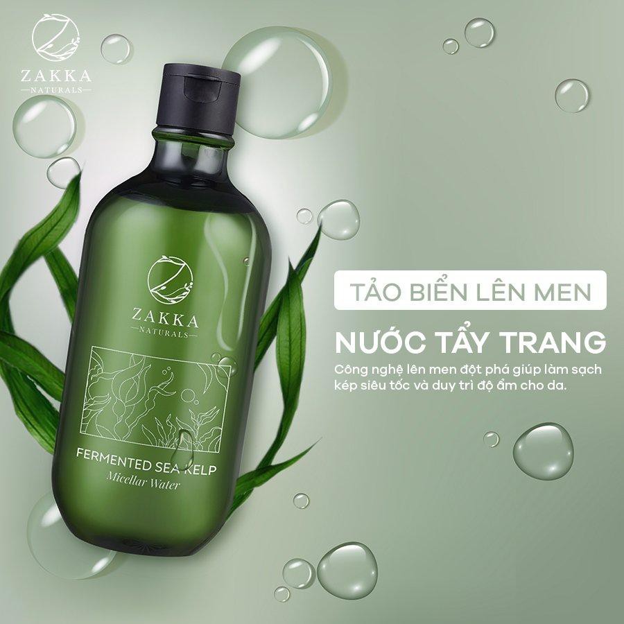 Nước Tẩy Trang Tảo Biển Zakka Naturals Làm Sạch Kép Siêu Tốc Fermented Sea Kelp Micellar Water 500ml