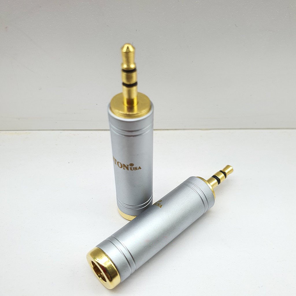 Jack chuyển đổi 3.5mm đực sang 6.5mm cái 6.35mm đầu chuyển đổi mạ màu vàng loại tốt