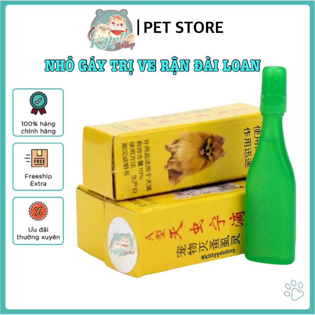 Nhỏ gáy trị ve, rận, bọ chét cho chó mèo hiệu quả, an toàn, nhỏ gáy ve rận Đài Loan