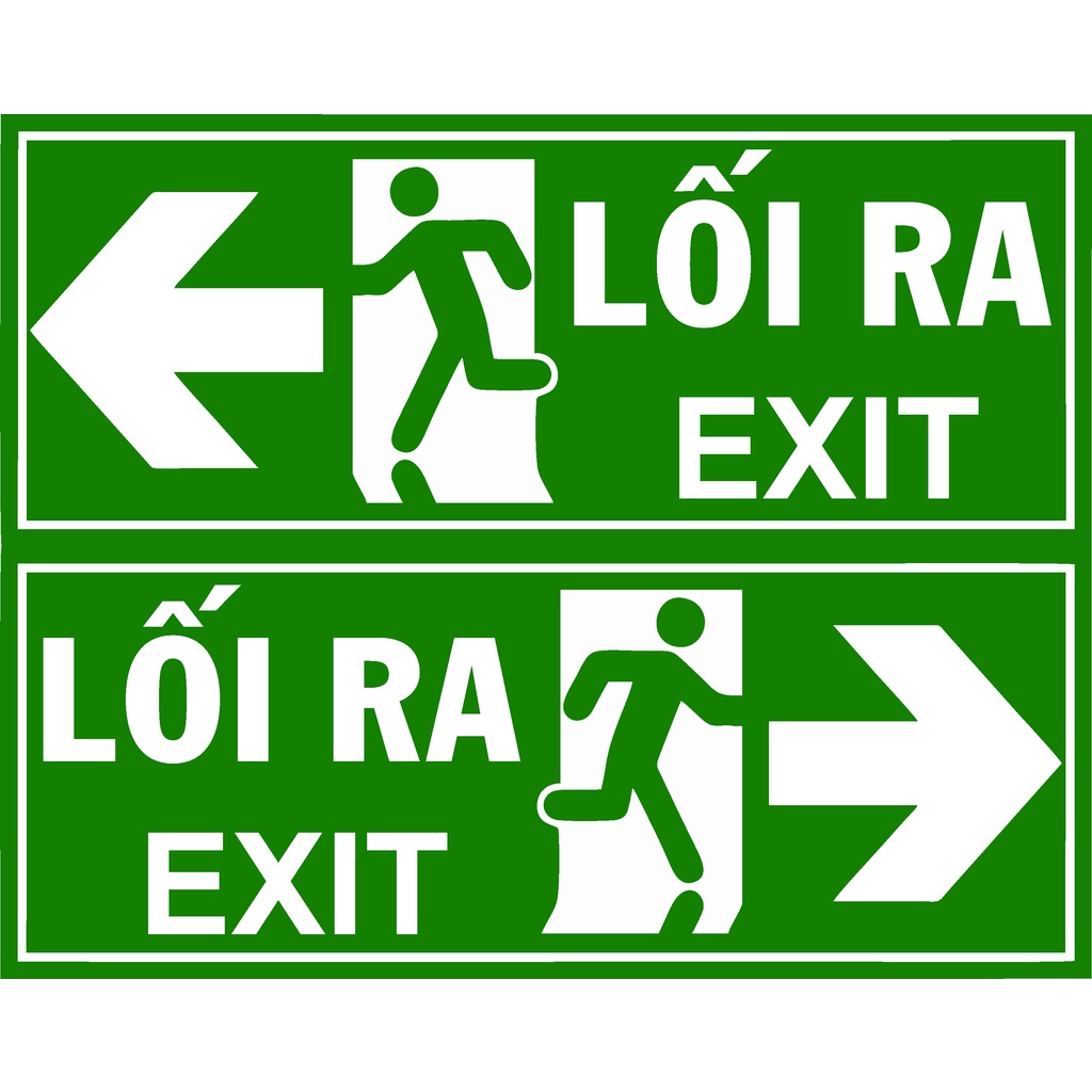 LOGO TEM STICKER CHỈ DẪN LỐI THOÁT HIỂM EXIT LỐI RA, CHỈ DẪN LỐI RA