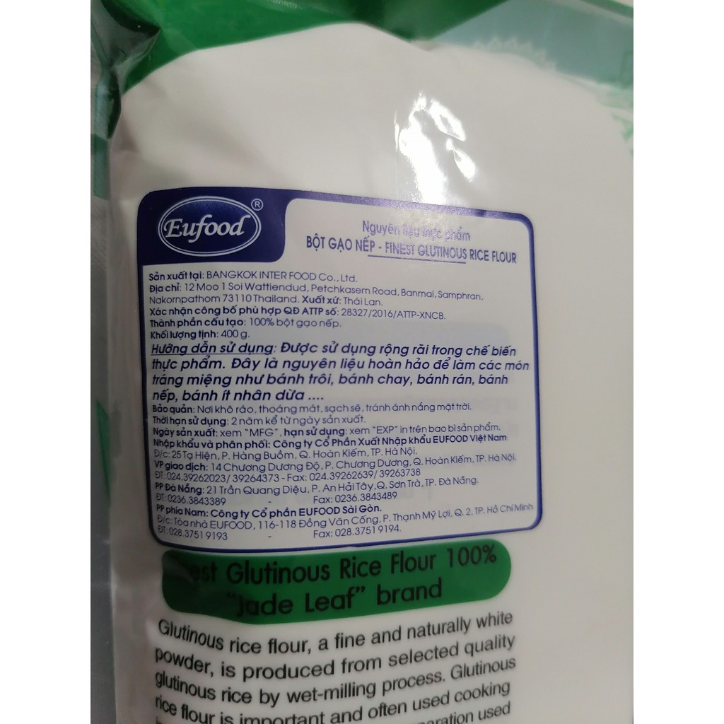[400g] TINH BỘT GẠO NẾP [Thailand] JADE LEAF Finest Glutinous Rice Flour (halal) (vvk-hk)