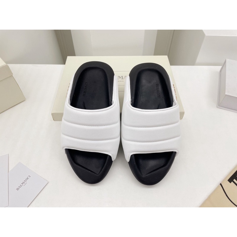 Dép thời trang nữ và nam đế dày mũi nhọn quai ngang thương hiệu Balmain cao cấp