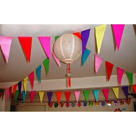 12m cờ dây tam giác,cờ đuôi nheo vải Satanh Trang Trí Lễ Hội Xóm Làng