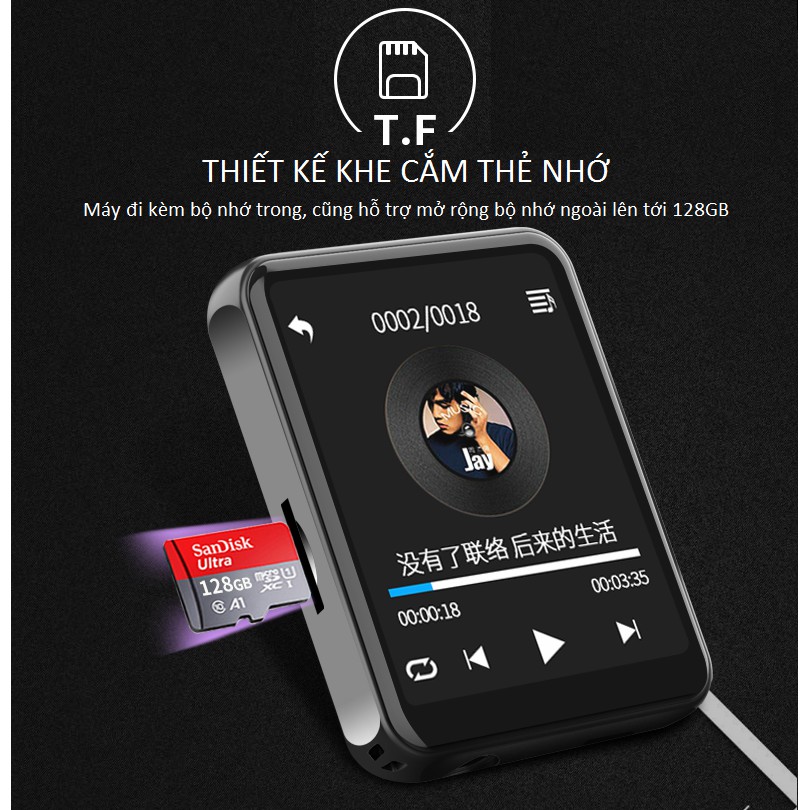 [Mã 155ELSALE giảm 7% đơn 300K] Máy Nghe Nhạc MP3 Bluetooth Ruizu M9 Bộ Nhớ Trong 16GB - Hàng Chính Hãng