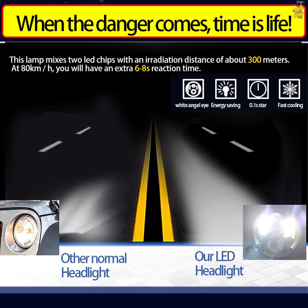 Đèn Pha LED Hình Tròn 7 Inch 12V/24V Thay Thế Cho Xe Jeep Wrangler