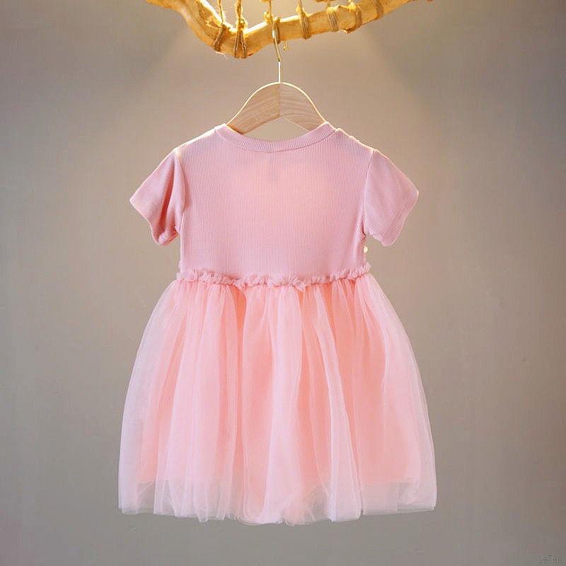 Váy Công Chúa Tay Ngắn Dễ Thương Se7En Cho Bé Gái Từ 1-6 Tuổi