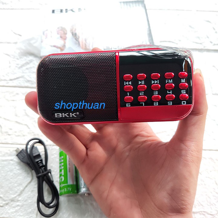 Loa Nghe Thẻ Nhớ BKK B859 Có 2 Pin Sạc - 2 Khe Thẻ Nhớ - Nghe FM Radio