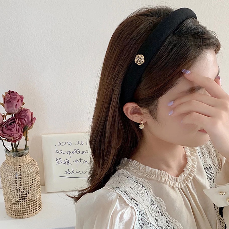 Băng Đô Cài Tóc Bản Rộng Màu Đen Phong Cách Pháp Cổ Điển Thời Trang Mùa Hè 2022